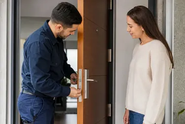 Chaveiro em Uberaba demonstrando o processo de abertura de uma porta com ferramentas apropriadas.
