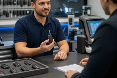 Chaveiro em Uberaba fabricando uma chave codificada em sua oficina.